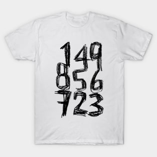 Random Black Numbers T-Shirt